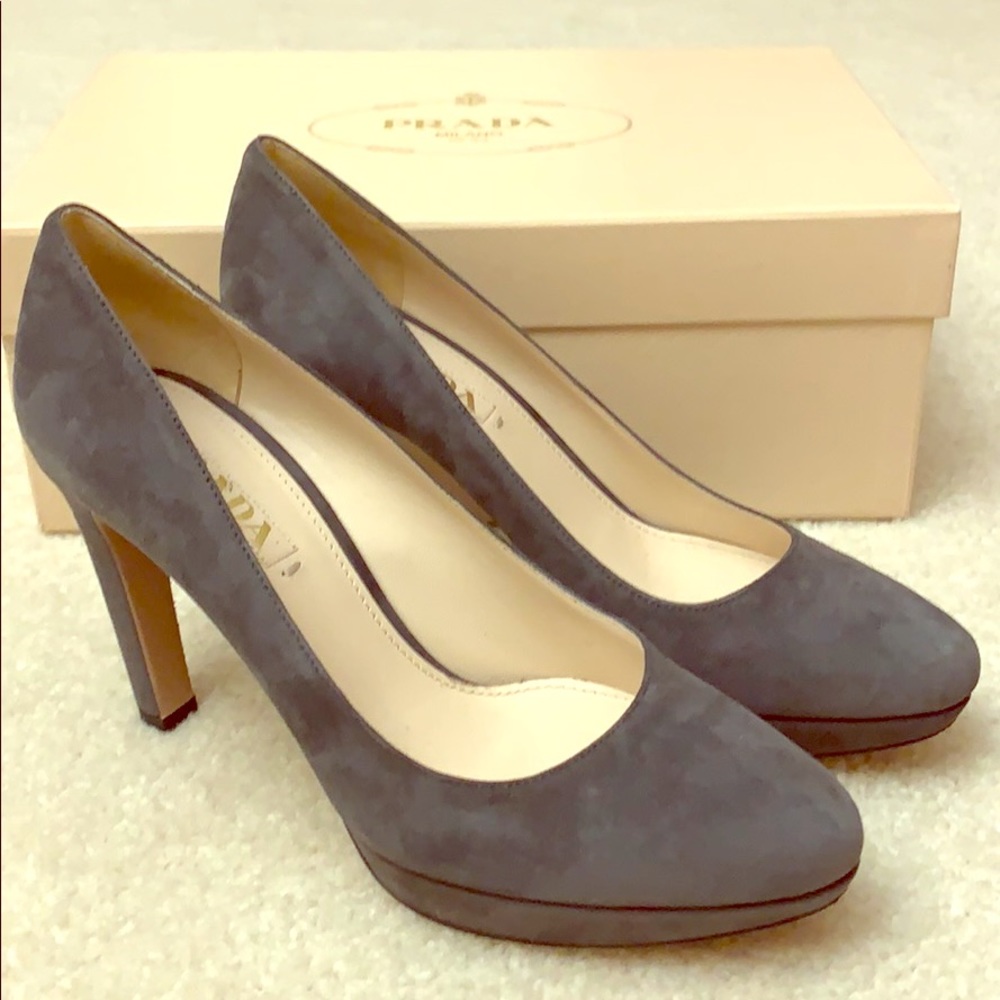 Prada Anthracite Suede Heels